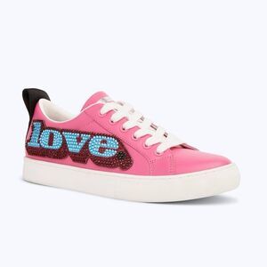 Marc Jacobs Pink Women's Empire Love Embellished Leather Lace Up Sneakers EU 37